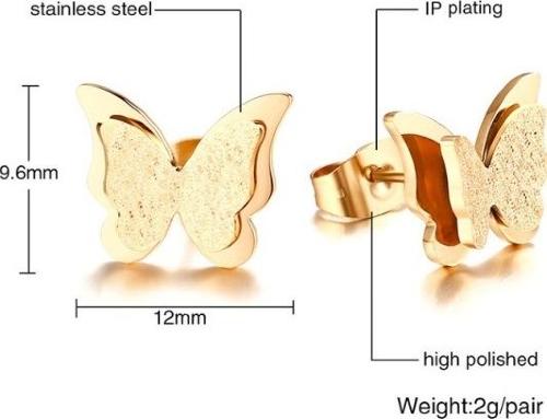 Женские серьги-гвоздики "Бабочки" из ювелирной стали Everiot SE-XP-3181