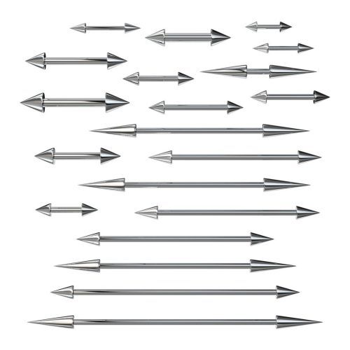 Набор 2 штанги с шипами из стали для пирсинга хряща уха (хеликс, индастриал), брови, сосков PiercedFish 2xBS02
